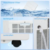 HOMCOM Mobiles Klimagerät 9000 BTU, 4-in-1 Mobile Klimaanlage mit Kühlung, 40 L/Tag Entfeuchter, Ventilator, Schlafmodus(m-9)