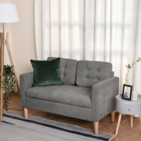 HOMCOM 2 Sitzer Sofa, Couch mit Stauraum, Holzbeine, Gepolsterter Polstersofa mit Samtoptik für Wohnzimmer, Schlafzimmer, 117x 62 x 78 cm, Grau(m-10)