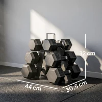 SPORTNOW Set Manubri 2x4kg 2x6kg 2x8kg con Supporto, Rivestimento in Gomma e Impugnatura Antiscivolo(m-3)