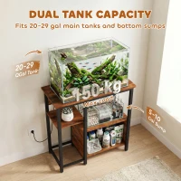 PawHut Fish Tank Stand with Power Outlets Aquarium Stand with Cabinet 20-29 Gallon Tanks Tiger Wood Grain(m-4)