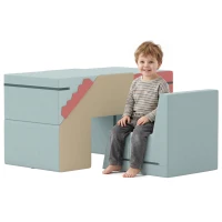 AIYAPLAY Set de 2 Bloques de Espuma para Bebés con Fundas Desmontables Juego de Escalada y Gateo para Interior Azul(m-11)