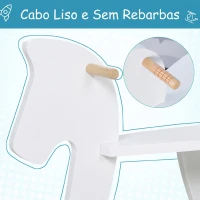 HOMCOM Cavalinho de Baloiço para Crianças 1-3 Anos com Base em Madeira e Encosto de Segurança Branco(m-6)