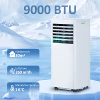 HOMCOM Tragbares Klimagerät 9000 BTU, 4-in-1 mit Kühlung, Entfeuchter, Ventilator, Schlafmodus(m-4)