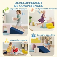AIYAPLAY Parcours motricité bébé jouet d'escalade modulable 8 pièces housse lavable en velours 51 x 40 x 40 cm multicolore(m-7)