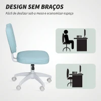 Vinsetto Cadeira de Escritório Giratória Estofada em Pele Sintética com Altura Ajustável sem Braços Suporta até 120 kg 46x59x82-92 cm Azul Claro(m-6)