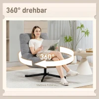 HOMCOM Draaistoel Lounge met Brede Zitting, Waterafstotende Chenille, Kruisvormige Stalen Poten, Grijs(m-8)