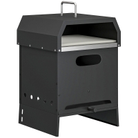 Outsunny 3-in-1 Outdoor Pizzaofen Holzbefeuert Pizza Ofen 2 Ebene Backofen mit Pizzastein Griffen Pizzaschaufel