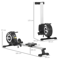 HOMCOM Folding Rowing Machine, Magnetic Rower Machine with 8 Levels Quiet Resistance, LCD Monitor, Wheels, Aluminium Slide Rail, Vertical Storage, 102kg Weight Capacity for Home Gym Cardio Training(m-3)