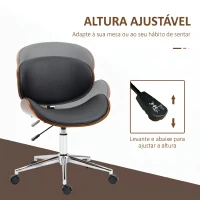 Vinsetto Cadeira de Escritório com Rodas Estofada em PU com Assento Largo e Curvado Altura Ajustável Preto(m-4)