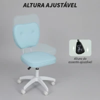 Vinsetto Cadeira de Escritório Giratória Estofada em Pele Sintética com Altura Ajustável sem Braços Suporta até 120 kg 46x59x82-92 cm Azul Claro(m-4)