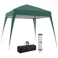 Outsunny Tonnelle barnum de jardin pop-up pliant 2,4 x 2,4 m acier polyester anti UV avec sac de transport vert foncé(m-17)