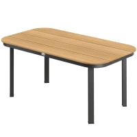 Outsunny Table de Jardin Rectangulaire pour 4-6 Personnes, Plateau en WPC à Lattes, Bords Arrondis, 155x88x72cm, Naturel(m-17)