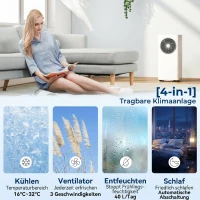 HOMCOM Mobiles Klimagerät 9000 BTU, 4-in-1 Mobile Klimaanlage mit Kühlung, 40 L/Tag Entfeuchter, Ventilator, Schlafmodus(m-5)