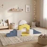 AIYAPLAY Conjunto de 7 Blocos de Espuma para Crianças com Base Antiderrapante 0,5-3 Anos Azul Amarelo(m-9)