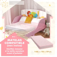 AIYAPLAY Lit Enfant 70x140 cm motif animal 140 x 70 cm avec sommier à lattes en bois design bas sécurisé rose(m-7)