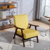 HOMCOM Nordic Accent Chair, Upholstered Velvet Armchair with Solid Wood Frame and Soft Thick Padded for Living Room, Bedroom, Champagne(m-10)