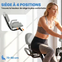 HOMCOM Vélo d'Appartement Pliable 4-en-1 - Ergomètre Magnétique Silencieux avec Cordes de Résistance - Sport Maison et Cardio-training avec Roulettes, Selle Confort et LCD (Max 120kg), Bleu(m-5)
