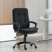 HOMCOM Scaun de Birou Ergonomic din Material Tip In, Înălțime Reglabilă, Funcție de Balansare, 120 kg, Negru(m-10)