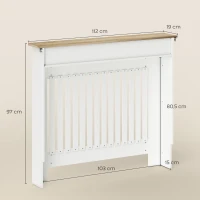 HOMCOM Copritermosifone a Doghe Antiribaltamento con Cassetto Portaoggetti, in Legno, 112x19x97 cm, Bianco(m-3)