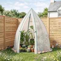 Outsunny Mini Kas Overwintertent met Roldeur Wit 160x138x180cm(m-8)