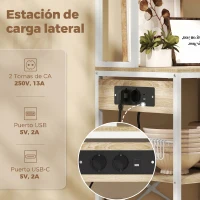 HOMCOM Estante de Cozinha Suporte de Micro-ondas com Prateleiras e 6 Ganchos para Espaços Pequenos 80x40x181 cm Carvalho(m-5)