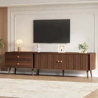 Stylish TV Cabinet for up to 80-Inch Screens, Spacious Unit with 8 Support Legs, 180L x 40W x 46.5H cm, Walnut(m-7)