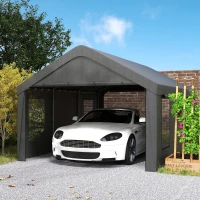 Outsunny Garaje Exterior para Coche 6x3,6 m Impermeable con Tejido PE Resistente Marco de Acero Paredes Desmontables Gris Oscuro(m-10)
