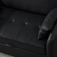 2-Seater Pull-Out Sofa Bed with 3-Level Adjustable Backrest, Space-Saving Convertible Bed with Metal Structure, 121L x 83W x 82H cm, Black(m-10)