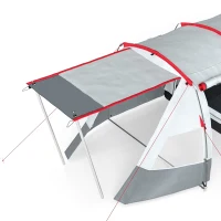 Outsunny Tente de camping familiale 3 personnes, tente tunnel imperméable, portes + fenêtres, 5,1 x 2,4 x 1,8 cm, gris clair(m-13)