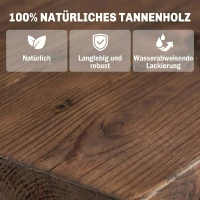 Outsunny Table Basse de Jardin Style Rustique Chic piètement Roues Charette Bois Sapin traité carbonisation(m-4)