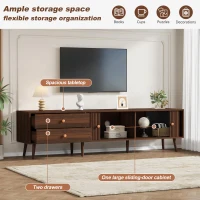 Stylish TV Cabinet for up to 80-Inch Screens, Spacious Unit with 8 Support Legs, 180L x 40W x 46.5H cm, Walnut(m-4)