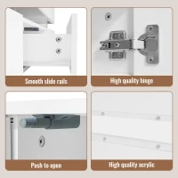 High-Gloss LED TV Cabinet with App-Controlled LED Lighting, Modern TV Stand with 2 Open Shelves, 160L x 38W x 50.5H cm, White(m-7)