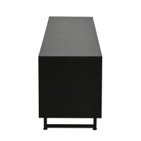 Modern 180cm TV Stand with Diagonal Fluted Doors, Industrial-Style Lowboard for up to 80-Inch TVs, 180L x 40W x 50H cm, Black+Wood(m-15)