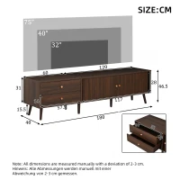 Stylish TV Cabinet for up to 80-Inch Screens, Spacious Unit with 8 Support Legs, 180L x 40W x 46.5H cm, Walnut(m-3)