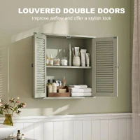 HOMCOM Bathroom Cabinet, Bathroom Wall Cabinet with Louvered Doors and Adjustable Shelf Storage for Kitchen, Light Green(m-4)