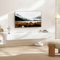 HOMCOM Hängendes TV-Möbel 180cm, TV-Möbel für Fernseher bis zu 183 cm, 2 Klapptüren, 180x25x22cm, weiß(m-2)
