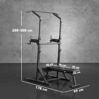 HOMCOM klappbarer Power Tower, multifunktionale Fitnessstation in 7 Positionen mit Klimmzugstange, Dip-Station, Pull-Up-Station(m-3)