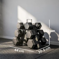 SPORTNOW Set de gantere 2x4kg 2x6kg 2x8kg cu suport, acoperire din cauciuc și mâner antiderapant pentru acasă și sală(m-3)