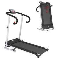 HOMCOM Cinta de Correr Plegable Cinta de Andar Eléctrica Velocidad de 1-10km/h con Pantalla LCD 125x61x118 cm Negro y Gris(m-11)