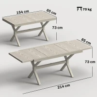 Outsunny Tavolo da Giardino Allungabile per 8-10 Persone, in Alluminio e Acciaio, 154/214x85x73 cm, Grigio(m-3)