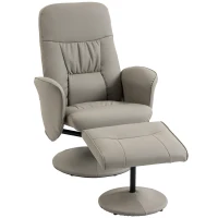 HOMCOM Sillón Relax Reclinable con Reposapiés Respaldo Alto Giratorio 360° Reposabrazos Beige Gris(m-1)