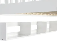 Space‑Saving Children's Bunk Bed with Safe Three-Step Ladder, Versatile Storage Bed with Under-Bed Sliding Drawers, 198L x 98W x 152H cm, White(m-11)