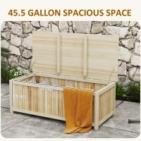 Outsunny 172 Litre Outdoor Storage Box, Wooden terrace Box Garden Storage Container, Natural(m-4)