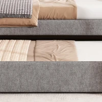 Upholstered Single Daybed Sofa Bed with Sturdy Slatted Base, Convertible Bed-to-Sofa with Padded Velvet Headboard, 221L x 98.5W x 71.5H cm, Grey(m-10)