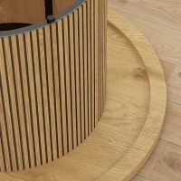 HOMCOM Table basse ronde en bois, table de salon avec piètement cannelé, style moderne, effet bois naturel(m-9)