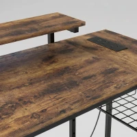 HOMCOM Reversible 'L' LED Light Gaming/Work Desk - Rustic Brown(m-12)