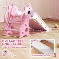 AIYAPLAY 3-in-1 Rutsche für Kinder, Giraffenform, Basketballkorb, Ball, Rosa(m-7)