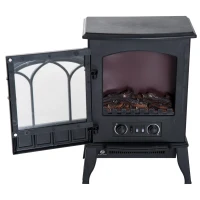 HOMCOM Chimenea Eléctrica 1000W/2000W Efecto de Llama Temperatura Ajustable y Protección Sobrecalentamiento para 15-30 ㎡ Negro(m-9)