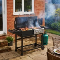 Outsunny Dual Fuel BBQ Grill - Black(m-2)