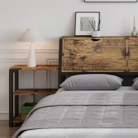 Classic Double Bed with Two Underbed Drawers, Sturdy Storage Bed with Built‑In Bedside Storage, 200L x 136.5W x 85H cm, Rustic Brown(m-8)